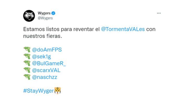 Wygers Esports recebeu uma lista baseada em Valorant