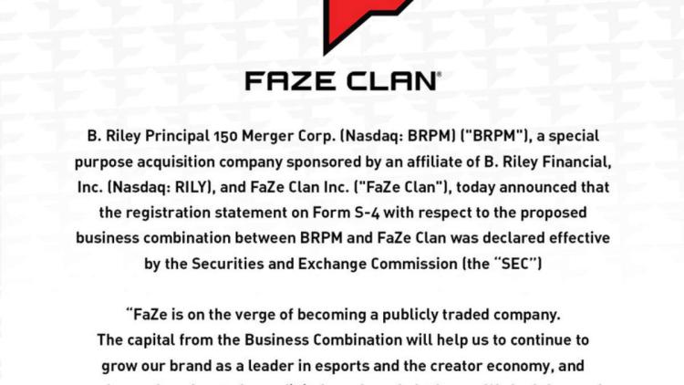 FaZe Clan aprovou uma fusão de negócios com BRPM