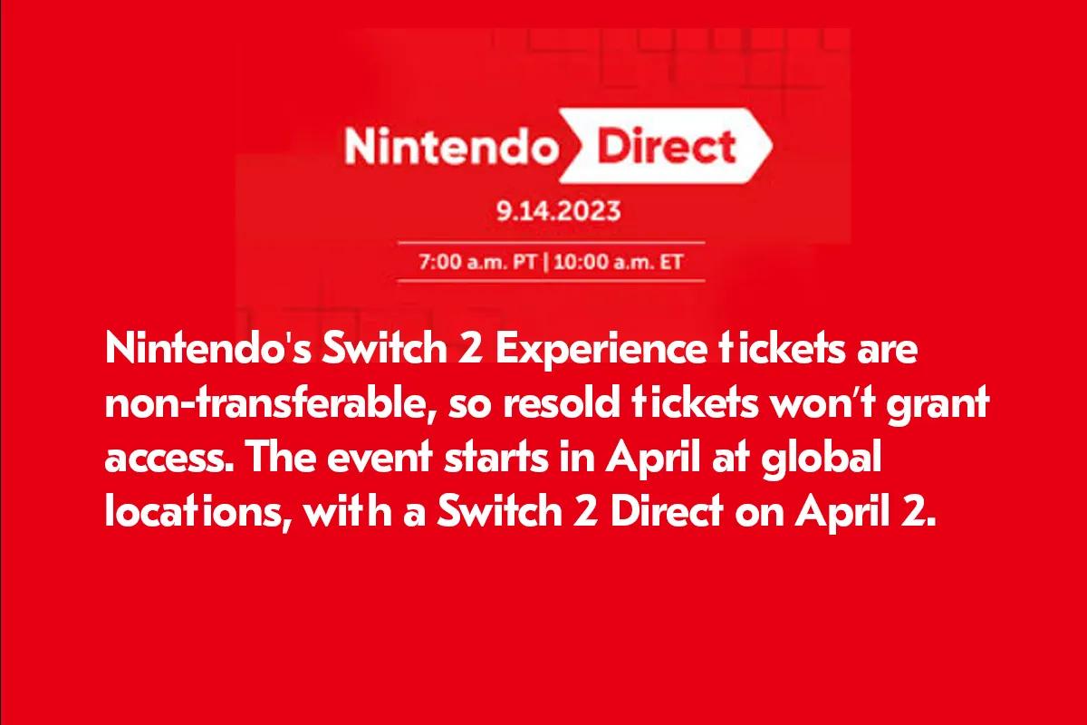 Bilhetes não transferíveis para a Nintendo Switch 2 Experience no eBay