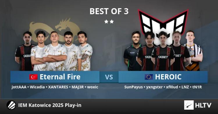 Eternal Fire vence HEROIC em uma partida tensa no IEM Katowice 2025