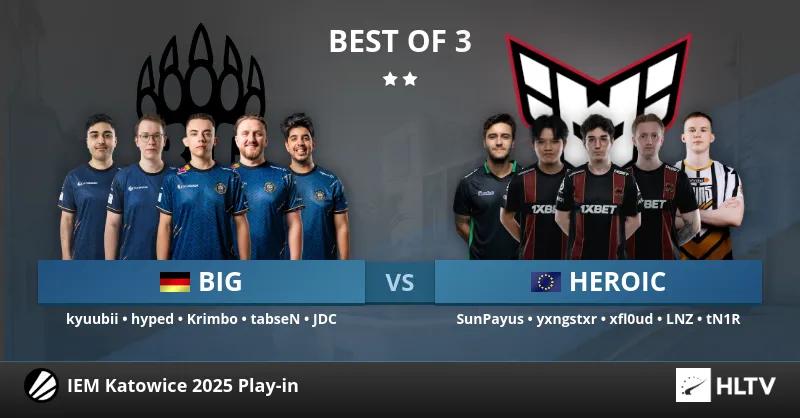 Vitória fácil da BIG sobre a HEROIC na disputa por vaga na fase de grupos do Intel Extreme Masters Katowice 2025