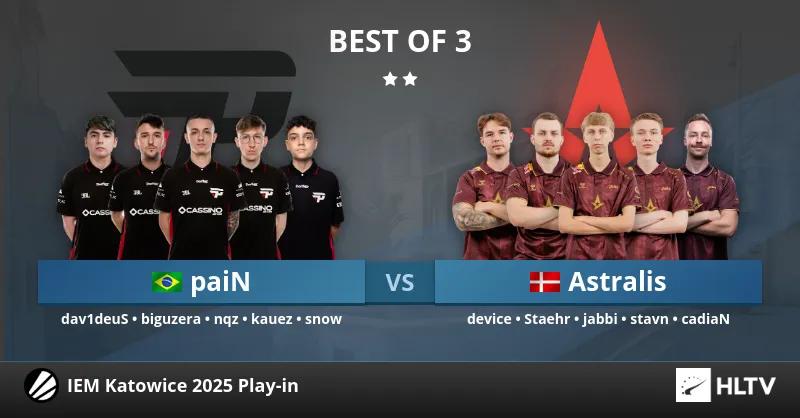 Astralis garante vaga na fase de grupos do IEM Katowice 2025 com vitória sobre a paiN Gaming