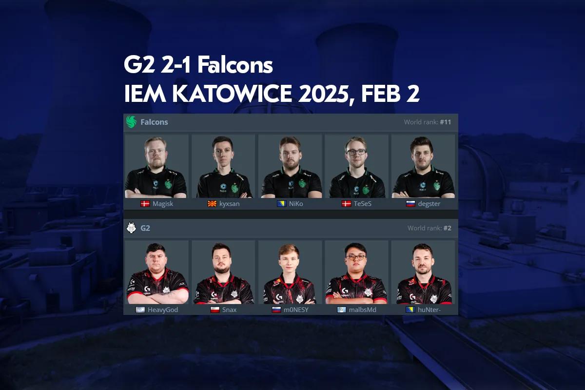 G2 quase cai para os Falcons no IEM Katowice 2025