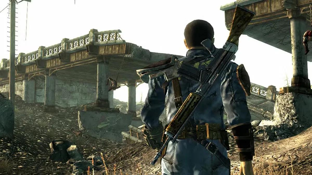 Jogador de Fallout 3 encontra um Raider empunhando a rara Lança de Fogo