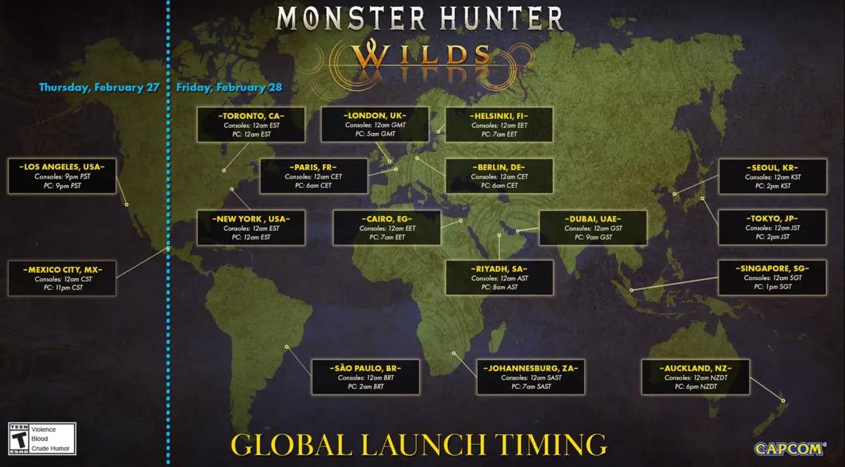 Lançamento de Monster Hunter Wilds de 27 a 28 de fevereiro - Hora exata de lançamento de MH Wilds