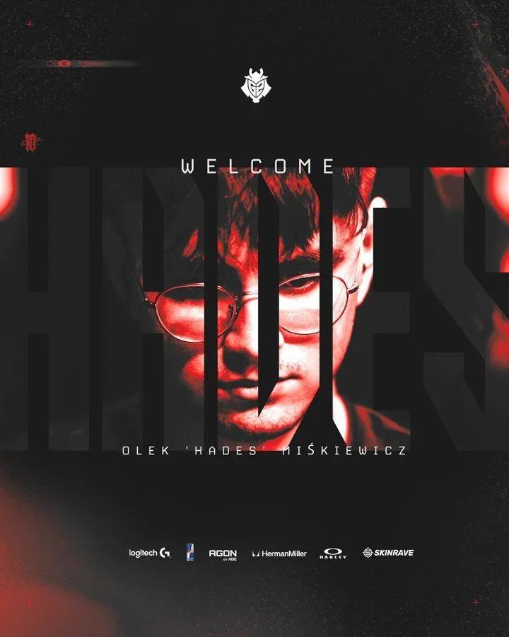 G2 assinou com um novo atirador em vez de M0NESY, o antigo jogador do Monte, Hades, junta-se a nós