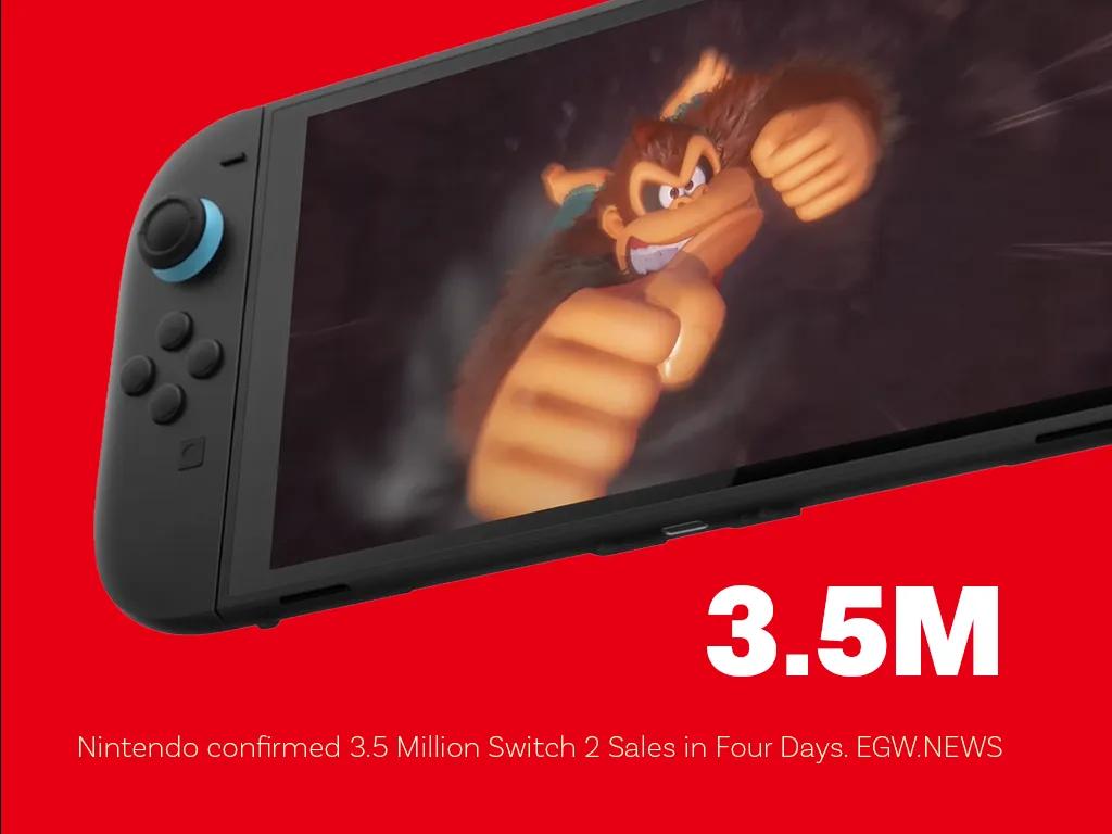 Switch 2 bate recordes mundiais com 3,5 milhões de vendas em quatro dias