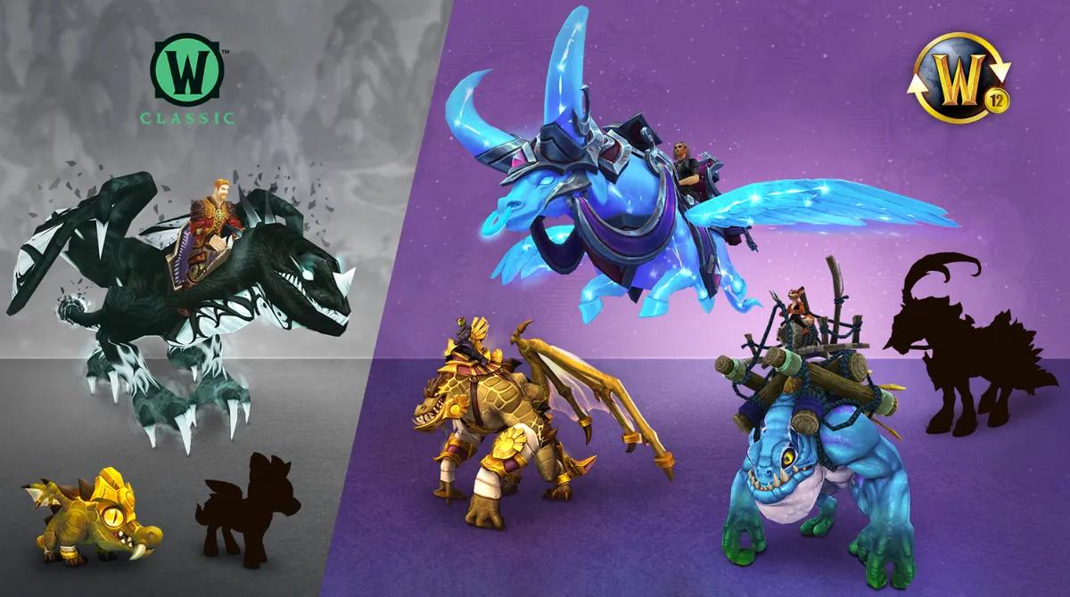 World of Warcraft revela recompensas da assinatura de 12 meses de 2026 com novas montarias Auroques Astrais e Drake Escarlate