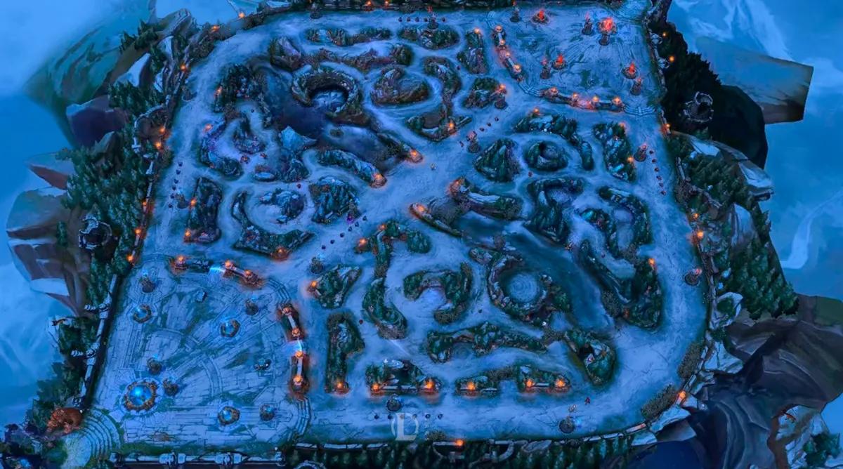 Mapa de inverno volta na atualização 25.23 de League of Legends