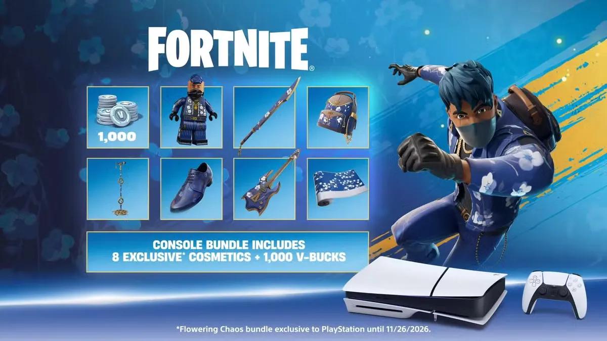 Sony confirma pacote PS5 para a Black Friday de 2025 com Fortnite: Flowering Chaos
