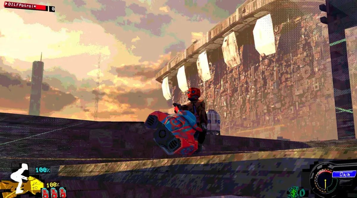 Da desolação do mundo da chuva surge um corredor cyberpunk barulhento e veloz.