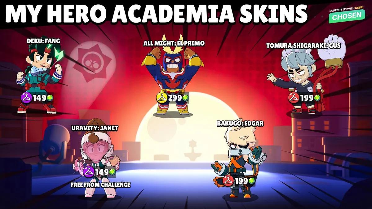 Brawl Stars x My Hero Academia — Todas as skins reveladas para a temporada da Patrulha Estelar