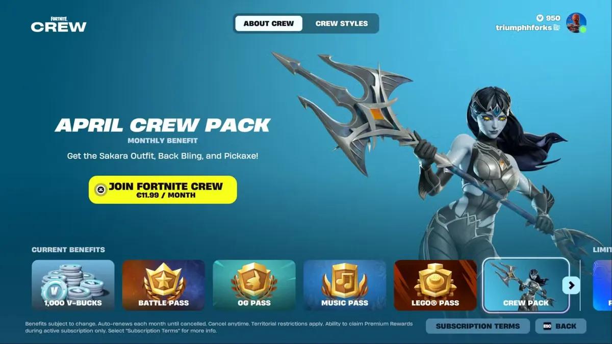 Fortnite Crew Maio de 2026 — Skin do Damon Revelada e Mudanças nos V-Bucks a Caminho