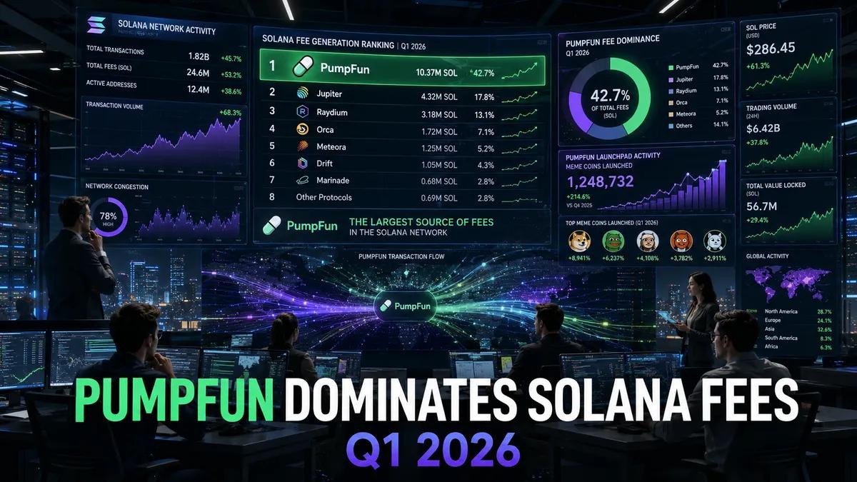 PumpFun se tornou a maior fonte de taxas na rede Solana no primeiro trimestre de 2026.