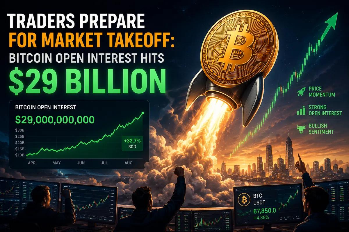 Investidores se preparam para a decolagem do mercado: o interesse em aberto do Bitcoin atinge US$ 29 bilhões.