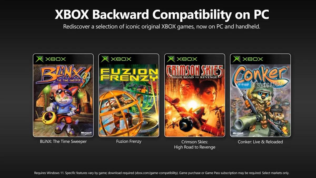 A Xbox anunciou a compatibilidade retroativa no PC; por enquanto, estão disponíveis quatro jogos