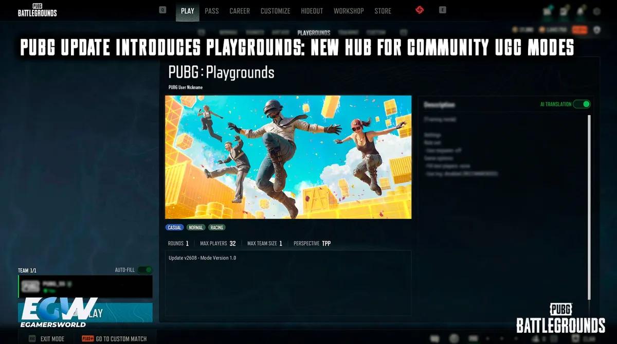 Atualização do PUBG apresenta os «Playgrounds»: um novo centro para os modos com conteúdos criados pela comunidade