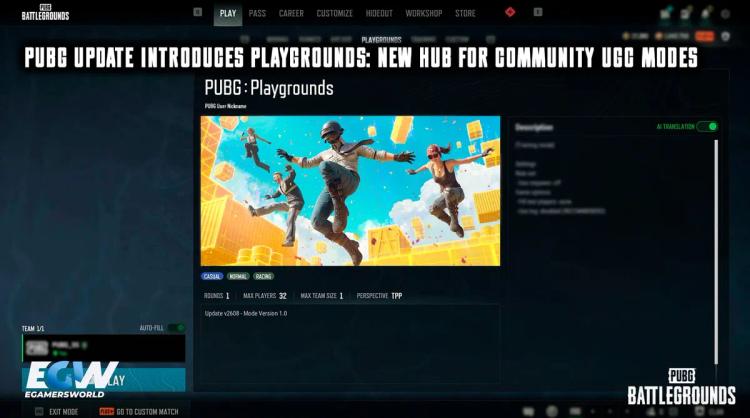 Atualização do PUBG apresenta os «Playgrounds»: um novo centro para os modos com conteúdos criados pela comunidade