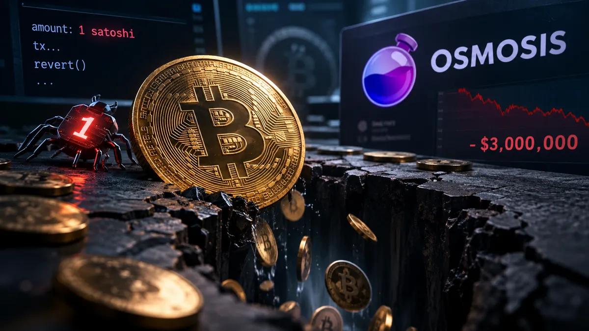 Um erro de um satoshi acabou de causar um rombo de 3 milhões de dólares no fundo de bitcoin da Osmosis