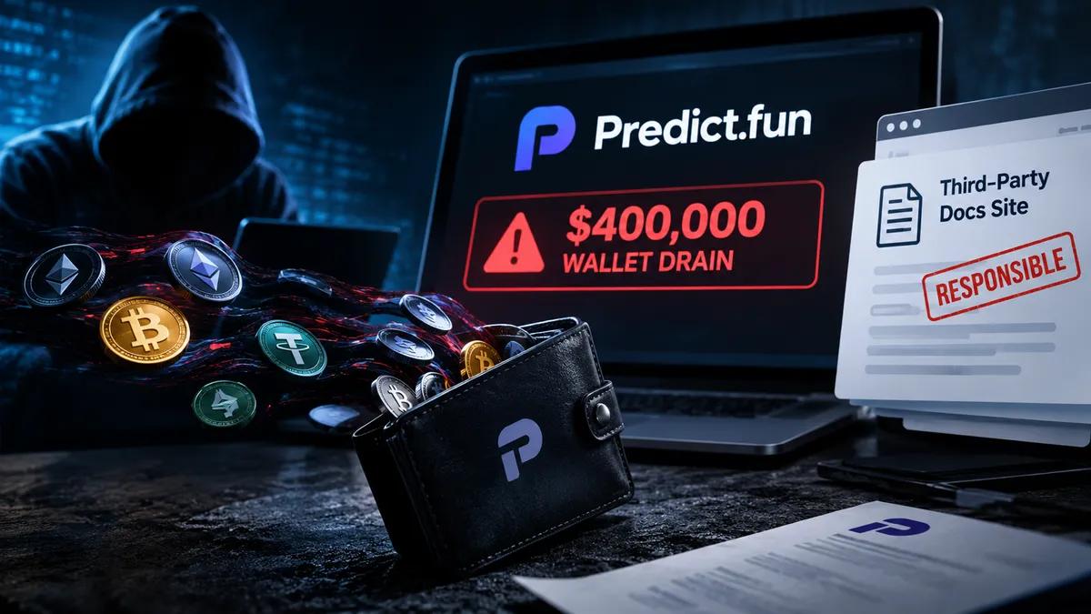 Predict.fun confirma perda de US$ 400 mil em carteiras e culpa um site de terceiros.