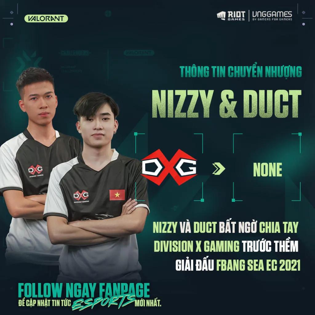 DivisionX Gaming se separou com DucT e Nizzy