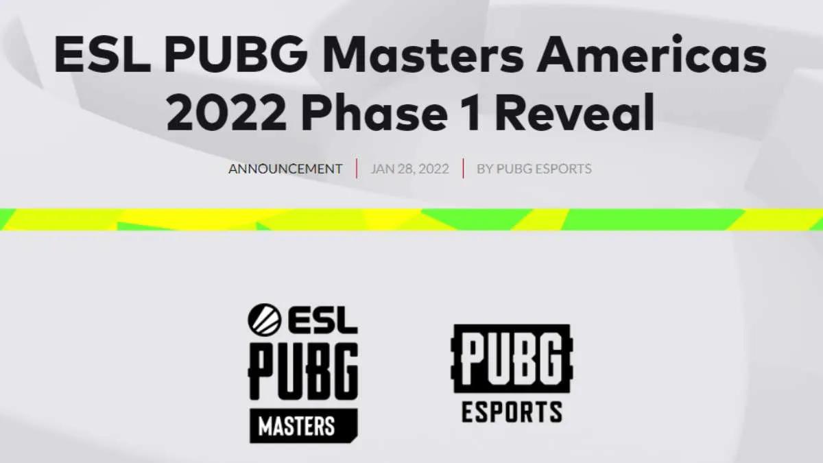 ESL anunciado PUBG Masters Americas 2022 Phase 1