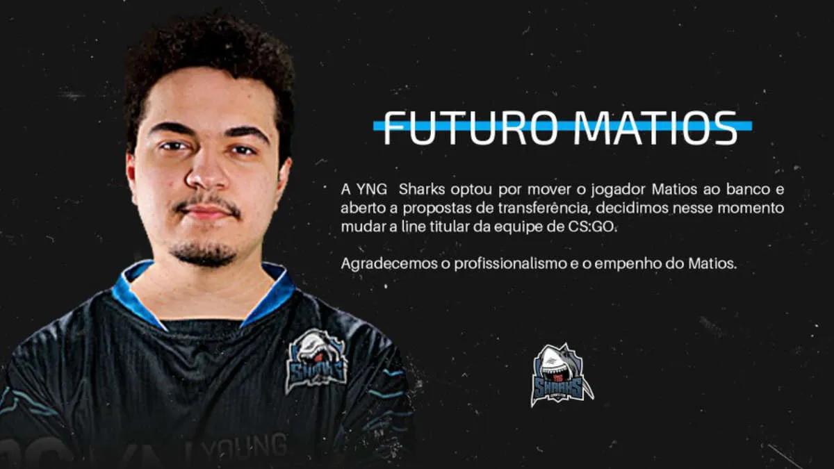 matios deixou o time titular Sharks Esports