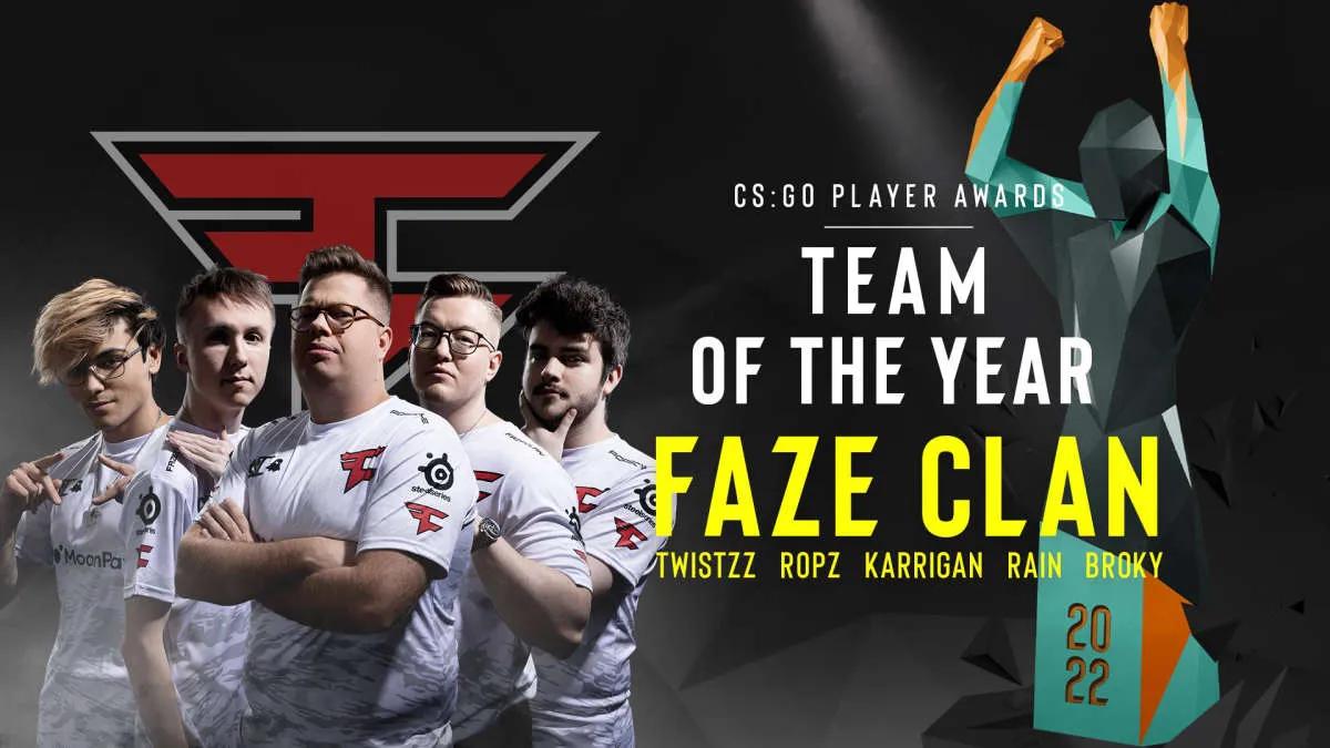 FaZe Clan se tornou o melhor time de 2022 de acordo com ESL