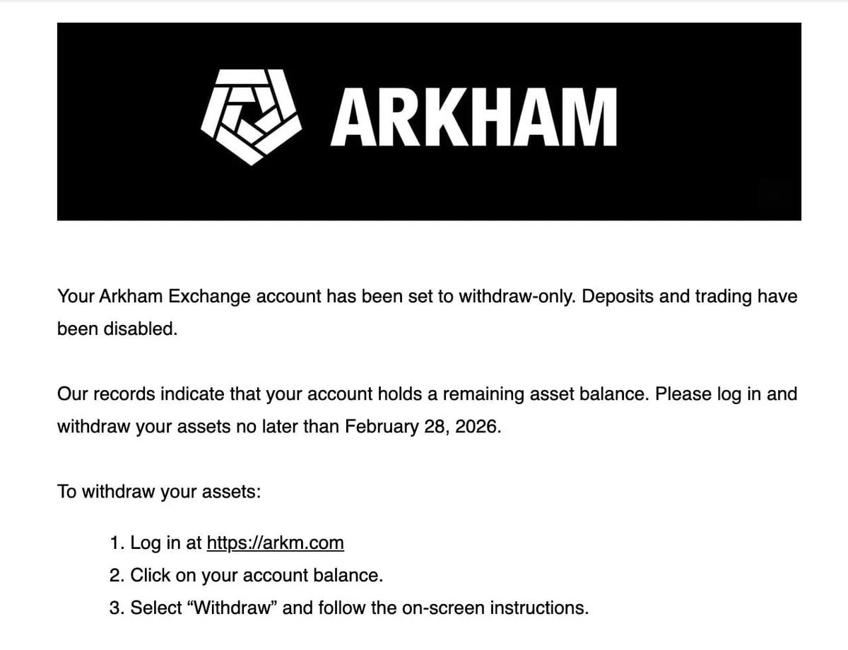 Arkham Exchange: CEO nega rumores de encerramento, mas os utilizadores estão a receber e-mails com um prazo de 28 de fevereiro