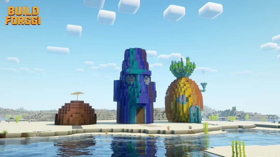 Jogador de Minecraft recria a Conch Street do Bob Esponja com detalhes impressionantes