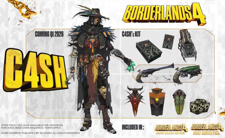 Borderlands 4 revela o primeiro personagem de DLC pago, C4SH, em meio a problemas contínuos no PC 1