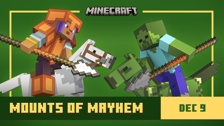 Minecraft confirma lançamento da atualização Mounts of Mayhem no início de dezembro.
