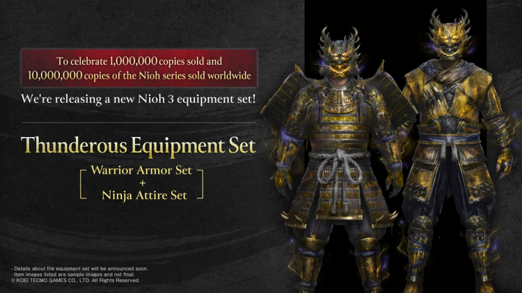 Todos os proprietários de Nioh 3 receberão um presente gratuito para celebrar 10 milhões de vendas da franquia 1