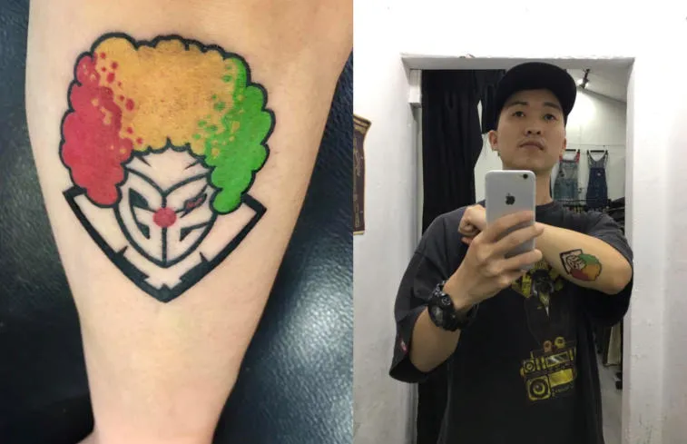 Um verdadeiro fã - o jogador fez uma tatuagem da versão de palhaço do logotipo da G2 Esports. Foto 1