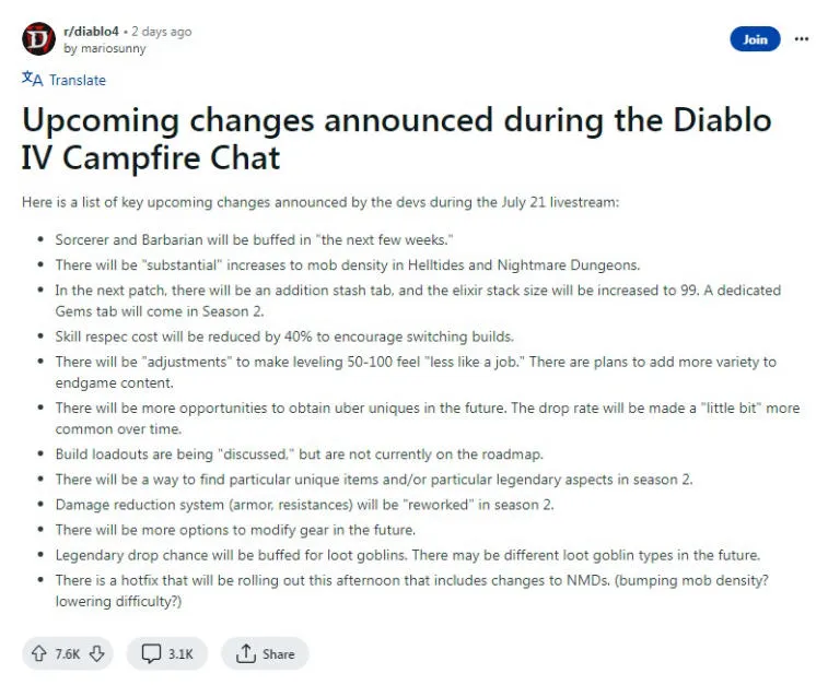 Diablo 4 Developers Unveil Game-Changing Updates, but Cautious Fans Hold Out for Proven Results. Photo 1